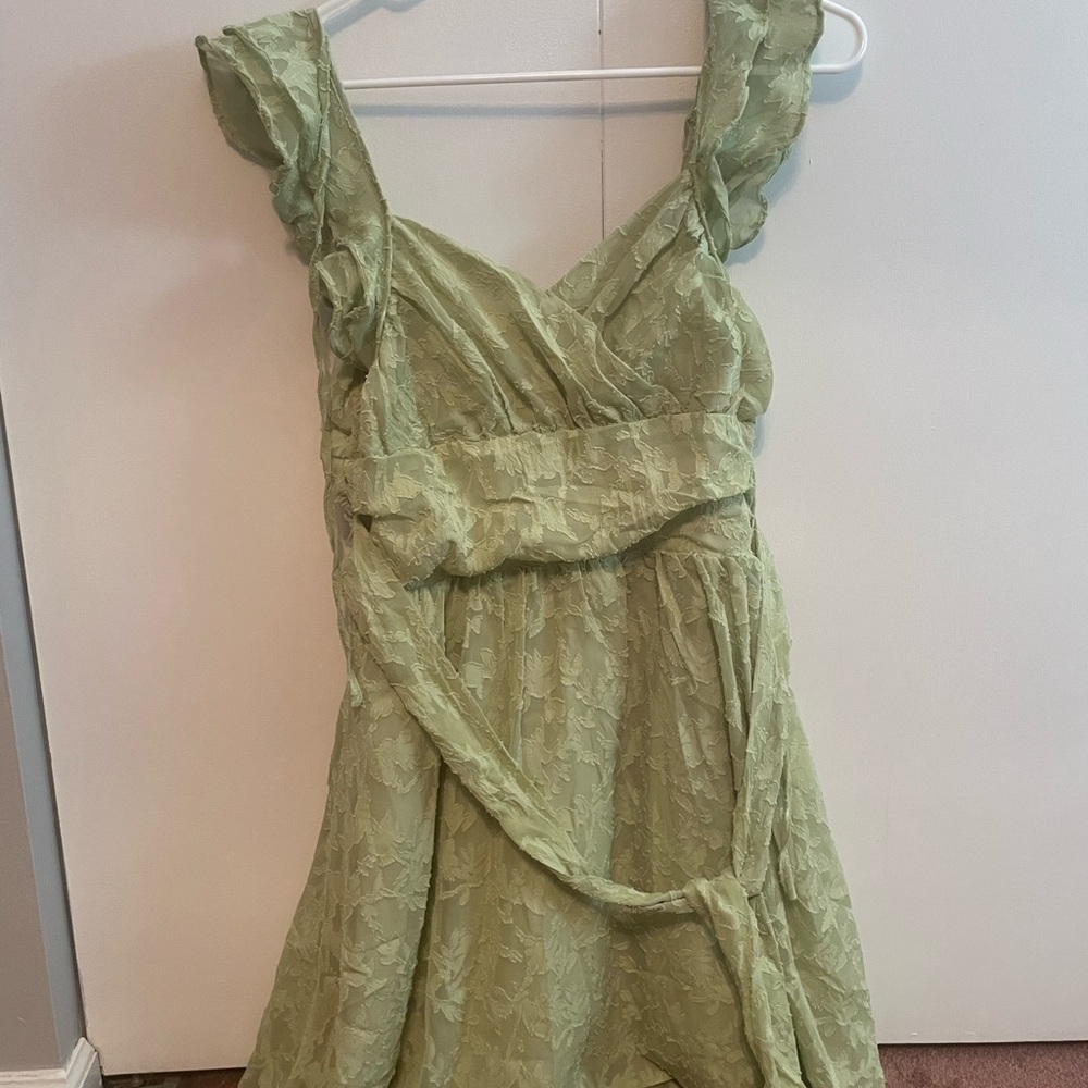 SHEIN Green Ruched Asymmetrical Sundress